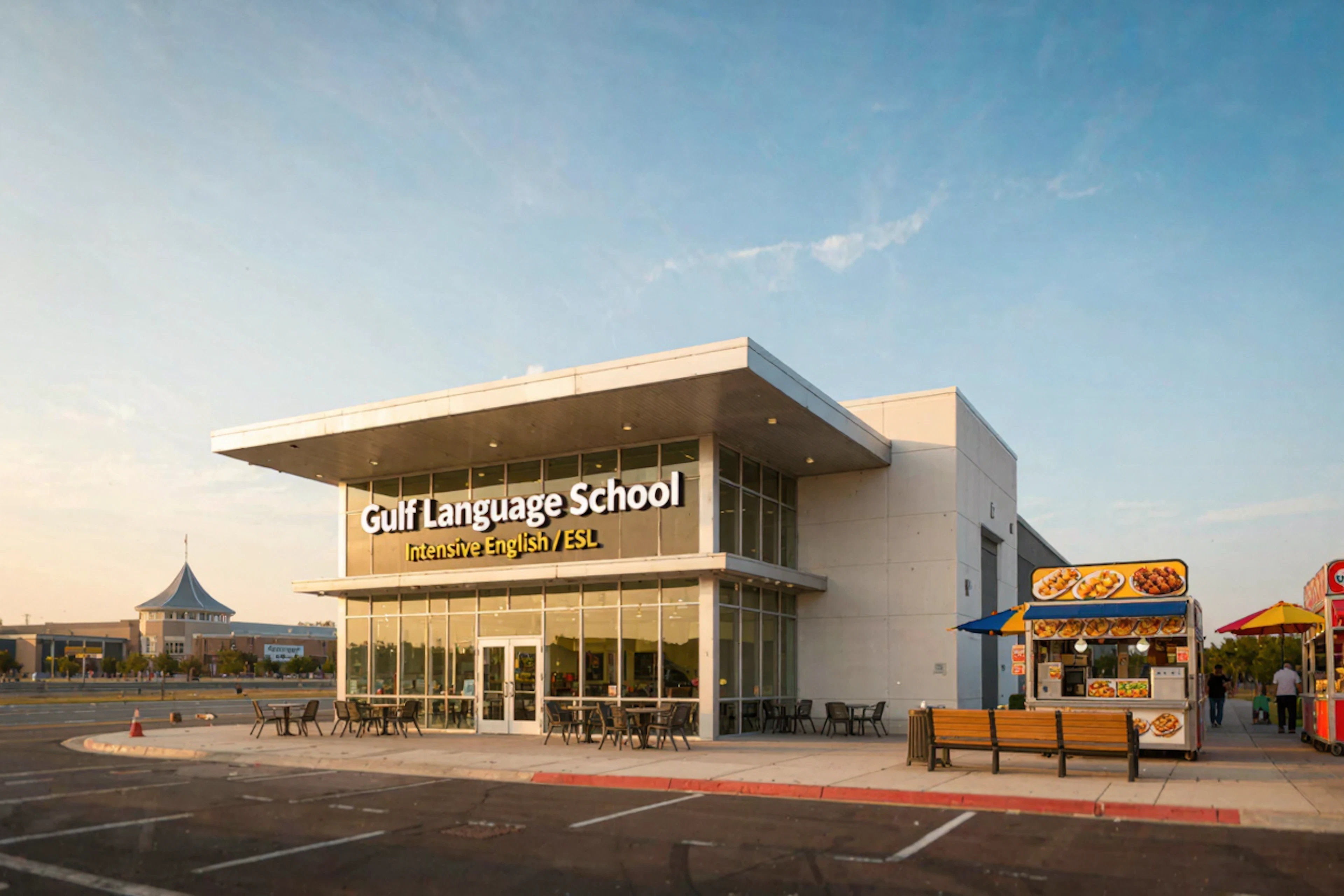 Meet Gulf Language School, an intensive English/ESL school 0.8 miles from Estates at Fountain Lake — the nearest spot for residents to brush up a second language or prep for a certification, walkable-ish from the Stafford address off Fountain Lake.