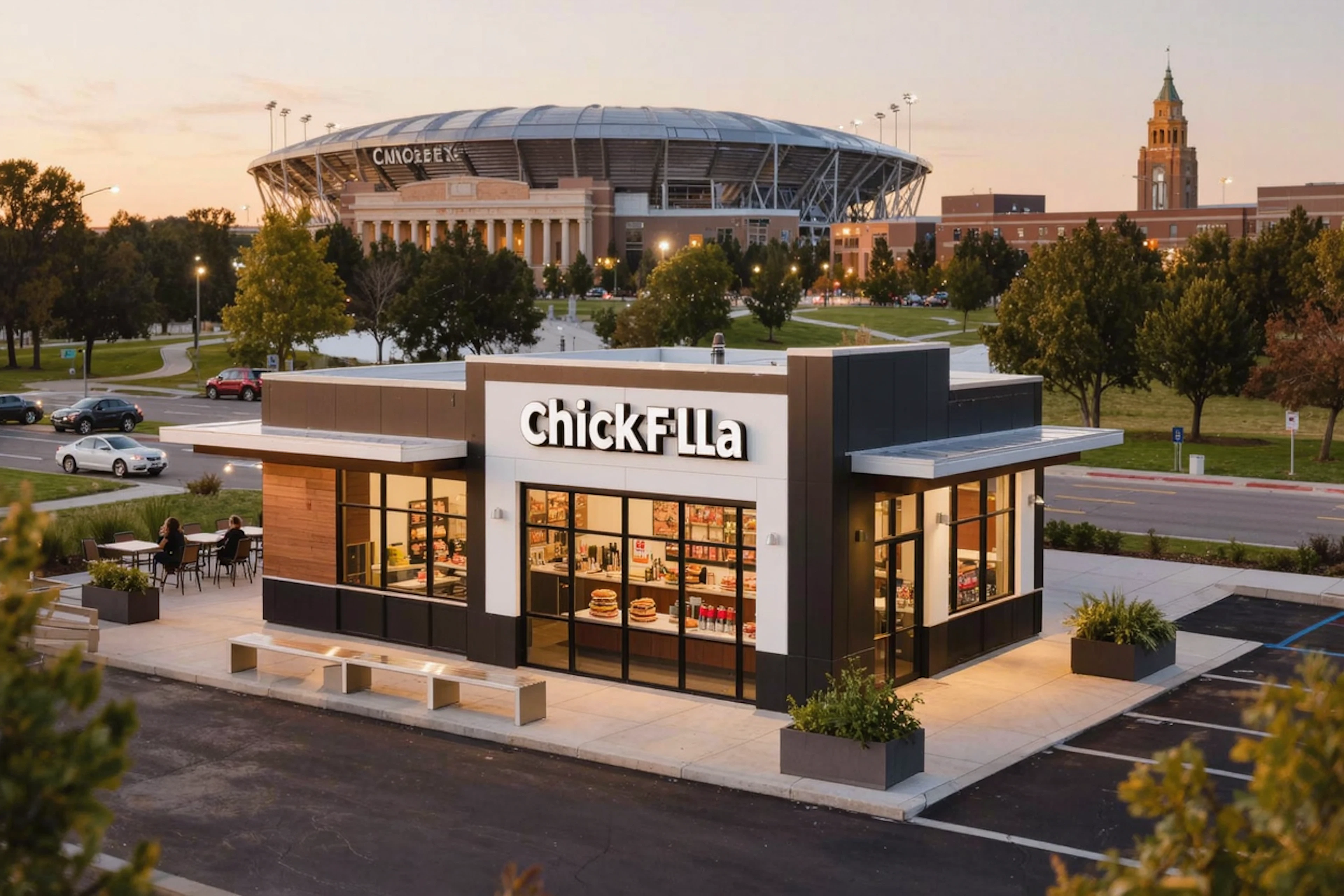 Grab a quick meal at the highly-rated Chick-fil-A just 0.4 miles from home.