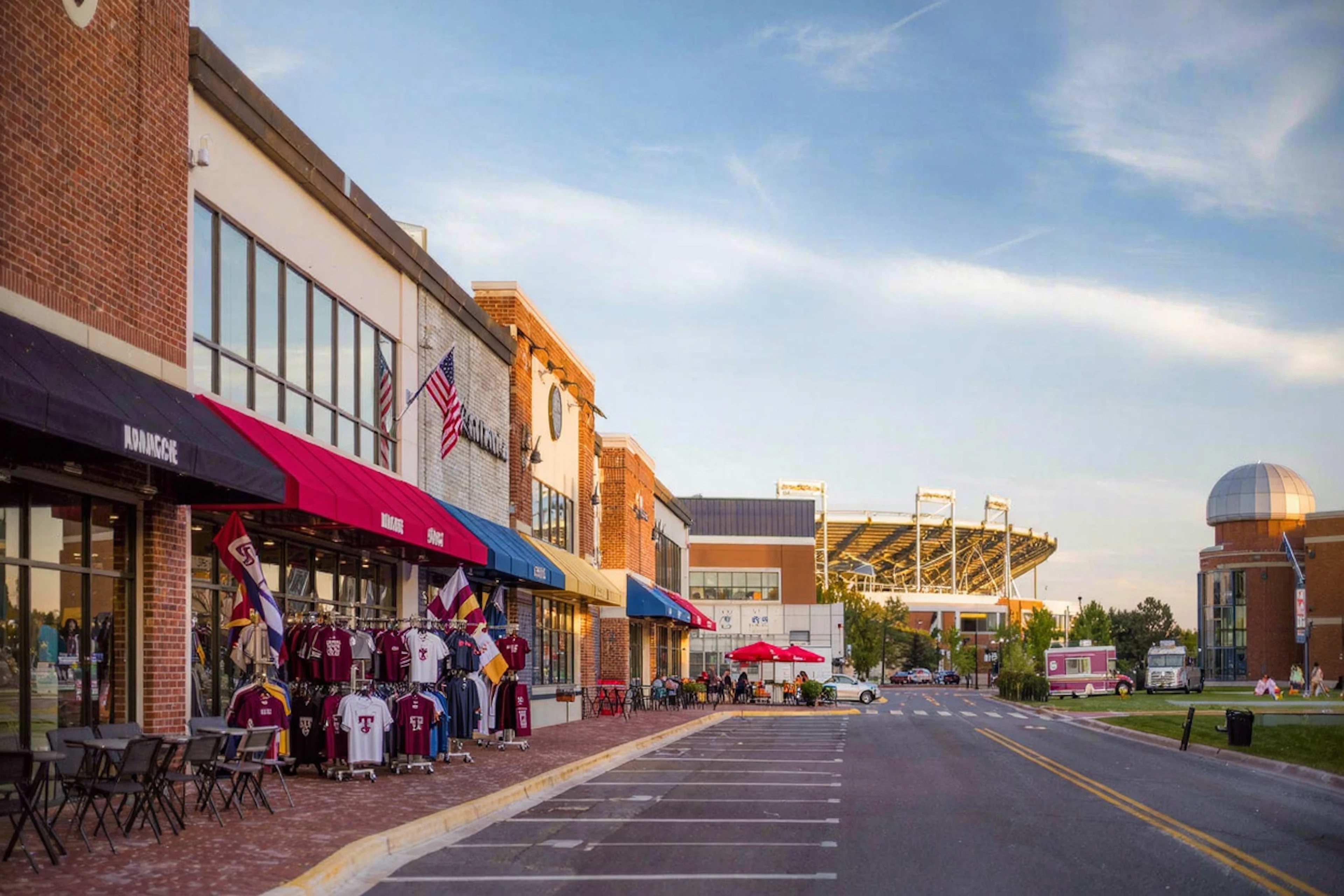 Before kickoff at Kyle Field, Aggie fans can grab apparel and gameday gear at The Warehouse at C.C. Creations on Holleman Drive — the store's hours shift on gamedays, so check before you head over.